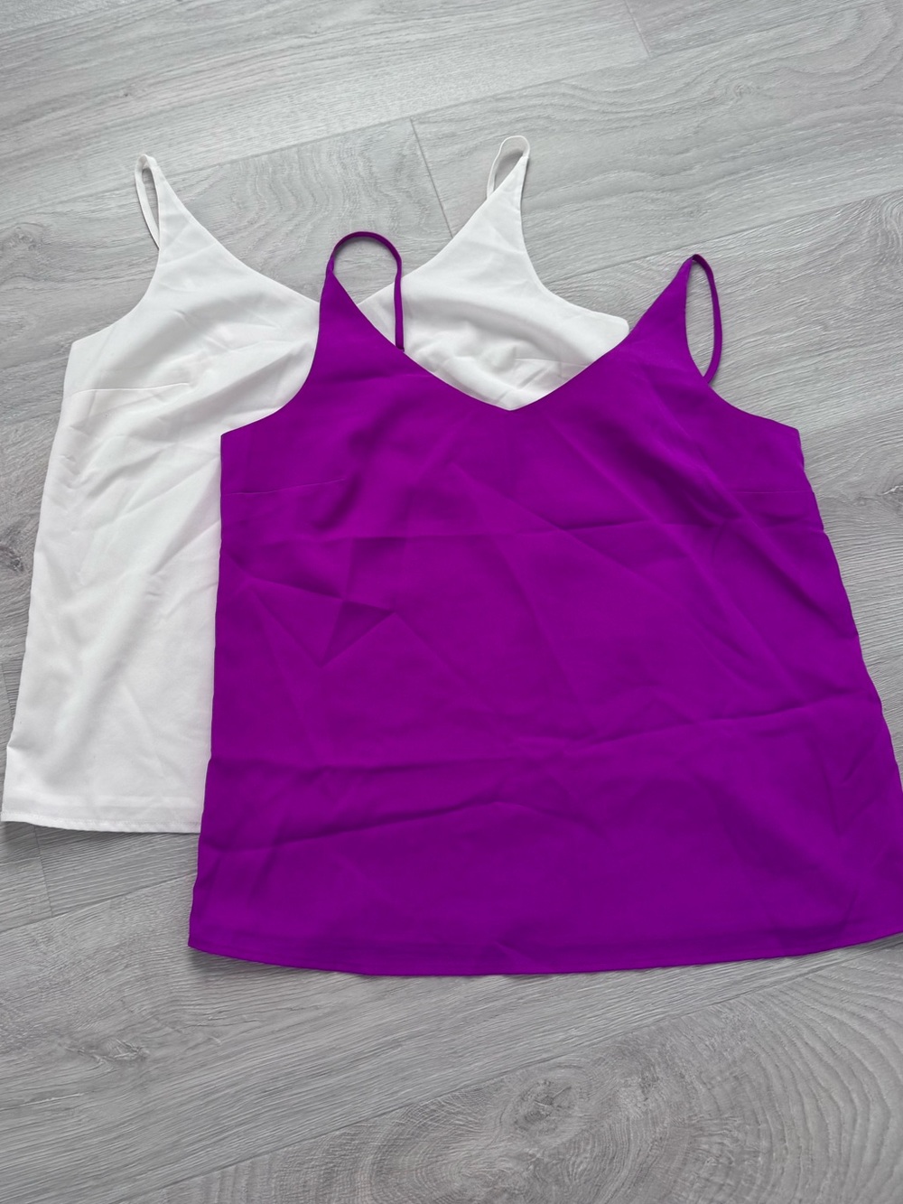 Bundle of Women’s V-Neck Spaghetti Strap Tank Top in Fucsia and Cream